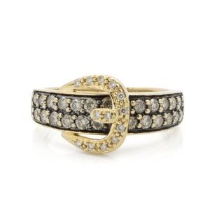 Le Vian 14k Yellow Gold Chocolate Vanilla Diamond Belt Buckle Sz 7 Ring